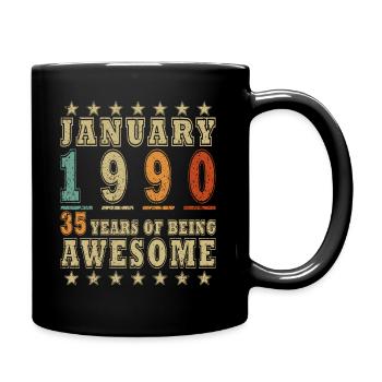 Janvier 1990 Cadeau d’anniversaire - 35 ans - Mug uni - noir - Droite