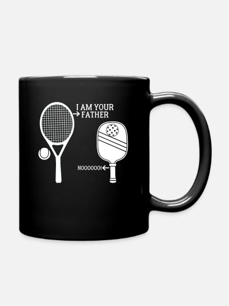 I Am Your Father Funny Pickleball Tennis Racket - Full Colour Mug - black