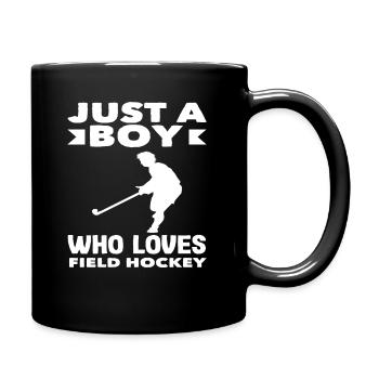 Ein Junge Der Feldhockey Liebt - Tasse einfarbig - Schwarz - Rechts