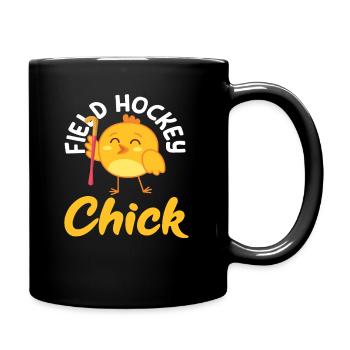 Feldhockey Spieler Küken Design - Tasse einfarbig - Schwarz - Rechts
