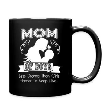 Mom Of Boys Less Drama Than Girls - Full Colour Mug - black - Right