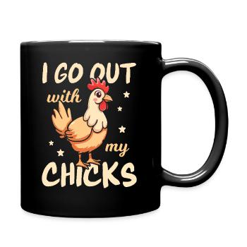 Je sors avec mes poussins - Funny Chicken Lover - Mug uni - noir - Droite