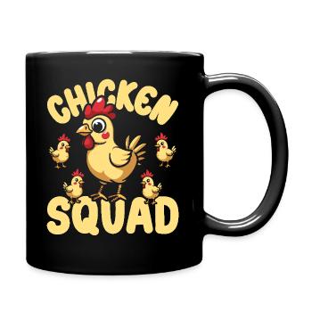 Chicken Squad - Lustige Bauernhoffamilie Niedliches Küken - Tasse einfarbig - Schwarz - Rechts