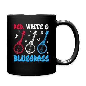 Red White And Bluegrass Banjo Player American Folk - Tasse einfarbig - Schwarz - Rechts