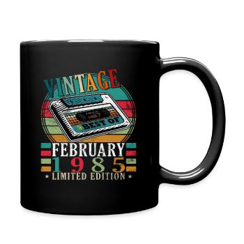 40. Geburtstag Februar 1985 Jahrgang 40 Jahre - Tasse einfarbig - Schwarz - Rechts