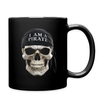 skull i am a pirate bandana - Full Colour Mug - black - Right