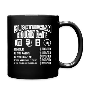 Electrician Hourly Rate - Full Colour Mug - black - Right