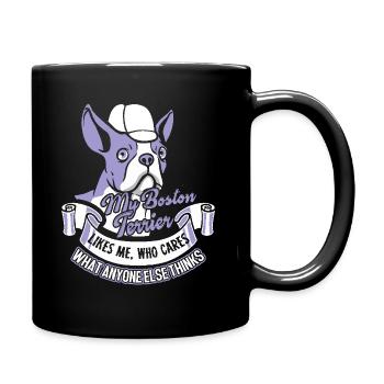 My Boston Terrier Likes Me - Full Colour Mug - black - Right