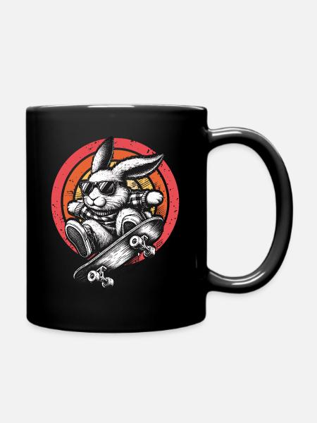 Skater Hase - Tasse einfarbig - Schwarz