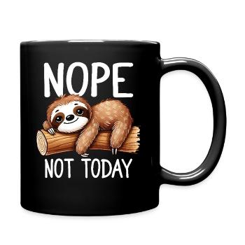 Nö, nicht heute, faules Faultier, Humor, lustiges Tier - Tasse einfarbig - Schwarz - Rechts