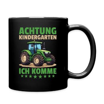 Attention kindergarten I'm coming farmer tractor - Full Colour Mug - black - Right