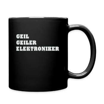 Elektroniker/Elektronik/Elektrizität/Elektriker - Tasse einfarbig - Schwarz - Rechts