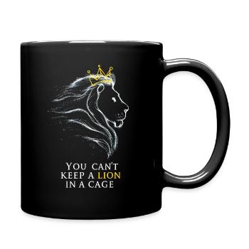You cant keep a lion in a cage - Full Colour Mug - black - Right
