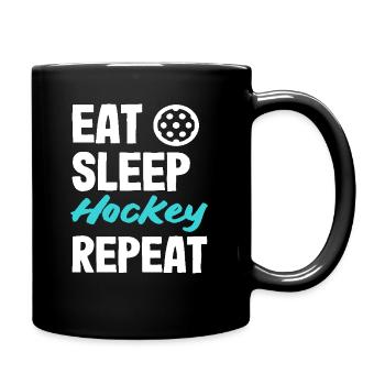 Eat Sleep Hockey Repeat Hockey Players - Full Colour Mug - black - Right