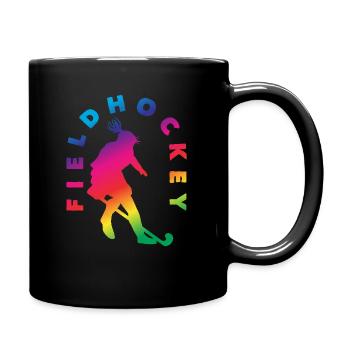 Field Hockey Player Silhouette Rainbow Effect - Full Colour Mug - black - Right
