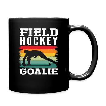 Field Hockey Player Goalie Retro Design - Full Colour Mug - black - Right