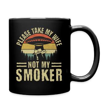 Take My Wife, Not My Smoker - Funny BBQ Ufo - Full Colour Mug - black - Right