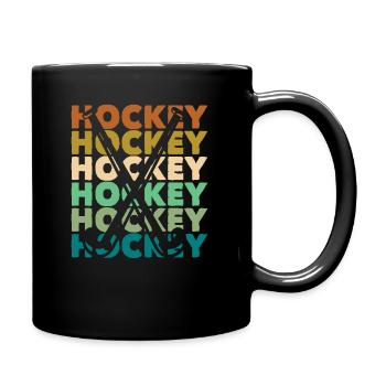 Field Hockey Player Retro Style - Full Colour Mug - black - Right