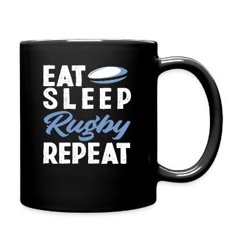 Iss Schlaf Rugby Spieler Wiederhole - Tasse einfarbig - Schwarz - Rechts