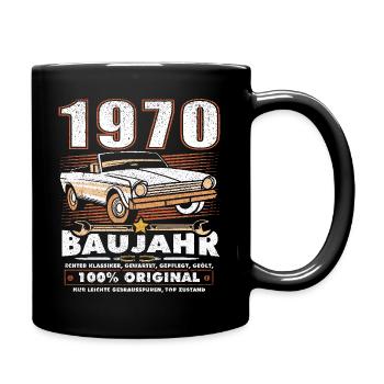 Oldtimer Baujahr 1970 Jahrgang Geburtstag Geschenk - Tasse einfarbig - Schwarz - Rechts