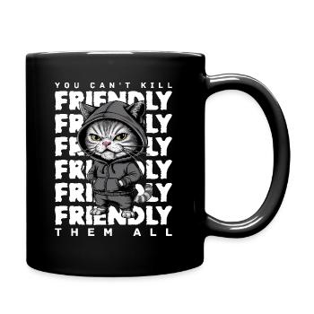 Genervte Katze Lustiges Katzen-Design Spruch - Tasse einfarbig - Schwarz - Rechts