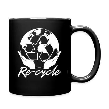 Earth Day Re cycle Earth - Full Colour Mug - black - Right