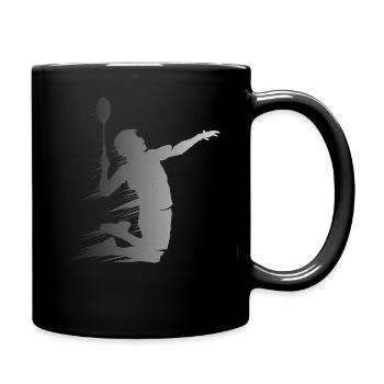 Badminton Spieler Silhouette Kunst Sport Spiel - Tasse einfarbig - Schwarz - Rechts