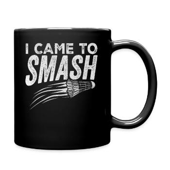 I Came to Smash – Badminton Lover Shuttlecock - Full Colour Mug - black - Right