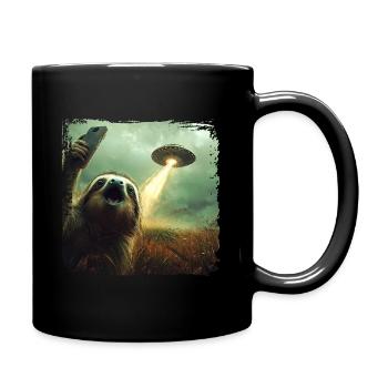 Funny Sloth Selfie Ufo Meme Gift - Full Colour Mug - black - Right