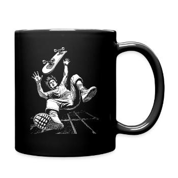 Skateboard Sturz-Shirt für knallharte Action-Fans - Tasse einfarbig - Schwarz - Rechts