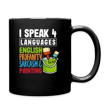 Je parle 4 langues Peintre Fun - Mug uni - noir - Droite