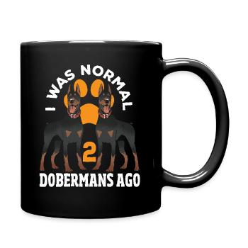 Doberman dog I was normal before 2 Dobermans - Full Colour Mug - black - Right