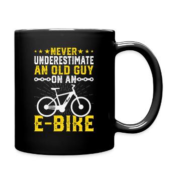 Don't underestimate an old man on an e-bike - Full Colour Mug - black - Right