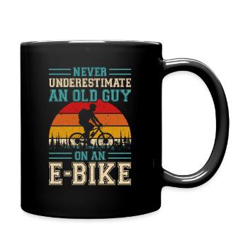 Don't underestimate an old man on an e-bike - Full Colour Mug - black - Right