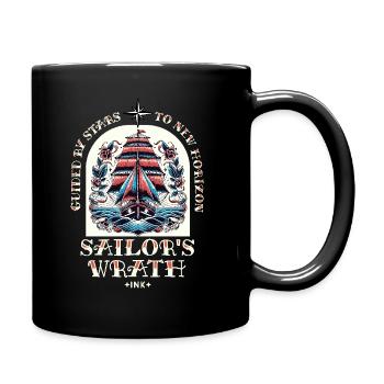 Segelboot Segelschiff Tattoo Vintage Abenteuer - Tasse einfarbig - Schwarz - Rechts