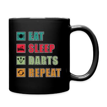 Eat Sleep Darts Repeat - Dart Geschenk - Tasse einfarbig - Schwarz - Rechts