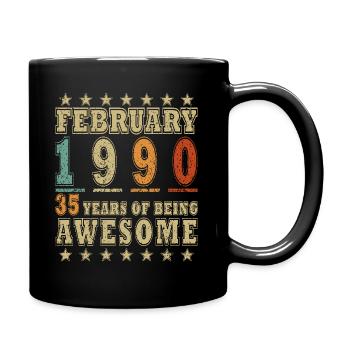 Geboren im Februar 1990 vintage 1990 Geburtstag - Tasse einfarbig - Schwarz - Rechts