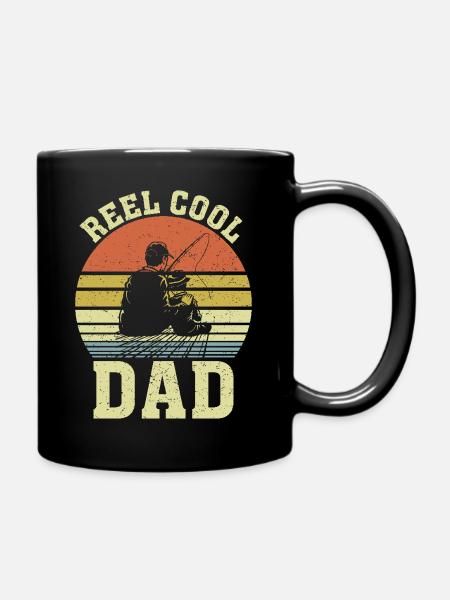 Reel Cool Dad - funny Dad Shirt - Full Colour Mug - black