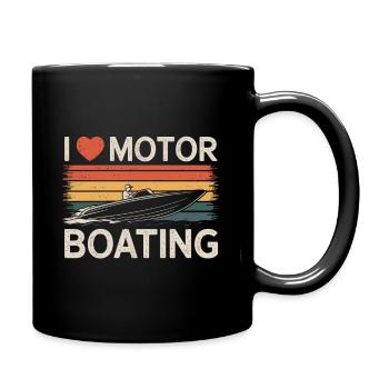 I love motor boaiting | Boot | Motorboot - Tasse einfarbig - Schwarz - Rechts