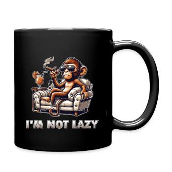 Im not lazy - faul Faulheit Spruch - Tasse einfarbig - Schwarz - Rechts