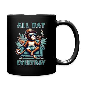 All day, everyday - laziness relax - Full Colour Mug - black - Right