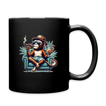 Affe Sonnenbrille Cool - Tasse einfarbig - Schwarz - Rechts
