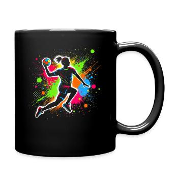 Handball Handballerin, bunt Handballspielerin - Tasse einfarbig - Schwarz - Rechts