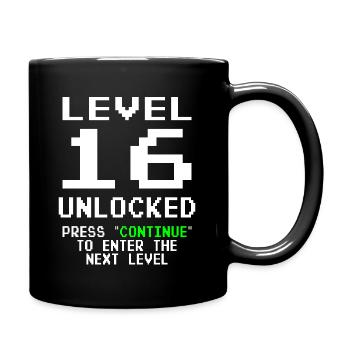 16. Geburtstag 16 Jahre Level 16 Unlocked Vintage - Tasse einfarbig - Schwarz - Rechts