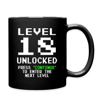 Birthday Gamer Level 18 Unlocked 18 Birthday - Full Colour Mug - black - Right