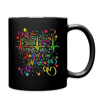Konfetti im Herzen - Karneval - Verkleidung - Tasse einfarbig - Schwarz - Rechts