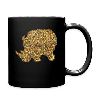 Rhinoceros Geometric - Full Colour Mug - black - Right