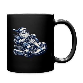 Weihnachtsmann Go-Kart Retro Stil - Tasse einfarbig - Schwarz - Rechts