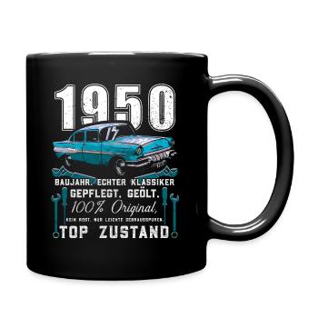 75. Geburtstag Oldtimer 1950 Jahrgang 1950 - Tasse einfarbig - Schwarz - Rechts