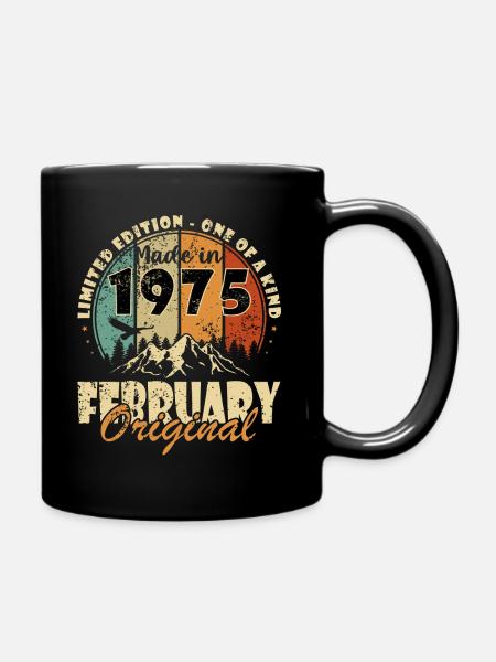 Février 1975 Anniversaire Février 1975 Février - Mug uni - noir